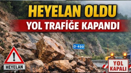 Heyelan Oldu, D‑400 Ba�lant� Yolu Trafi�e Kapand�