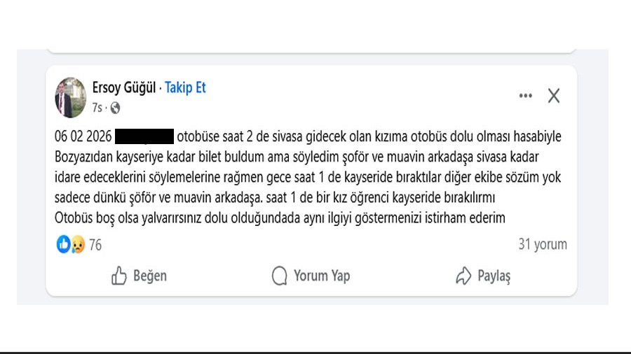 Ersoy G���l; Gece yar�s� k�z ��renciyi yolda b�rakt�lar!