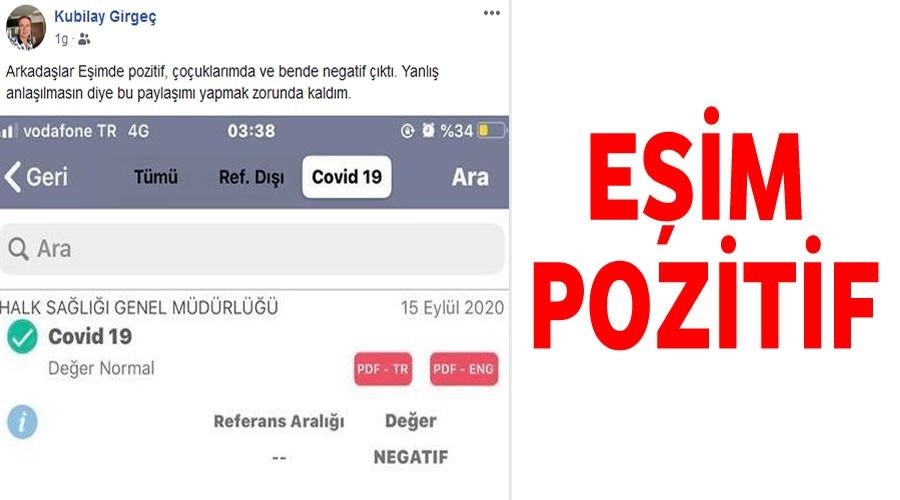 Kubilay Girge,Eimin testi pozitif 