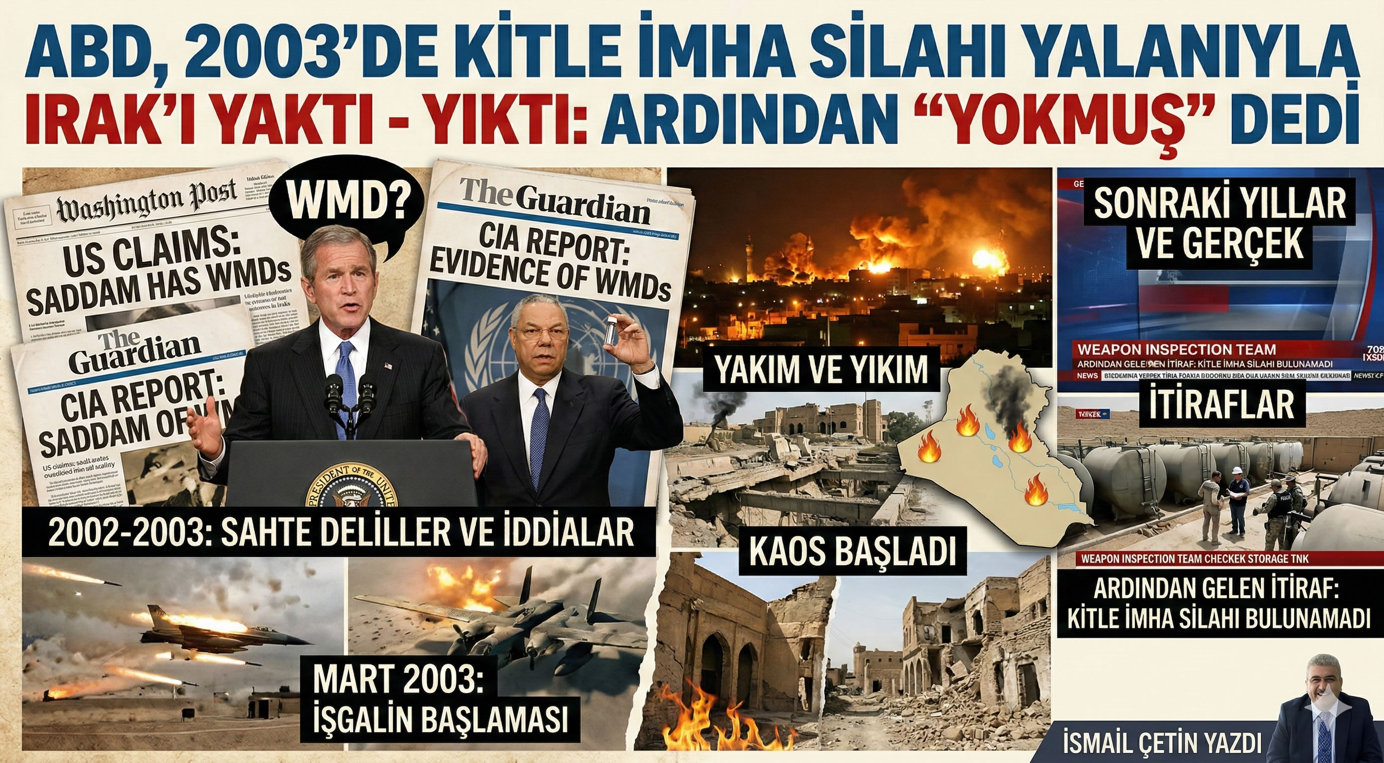 ABD, 2003�de Kitle �mha Silah� Yalan�yla Irak�� Yakt� Y�kt�: Ard�ndan �YOKMUޔ Dedi